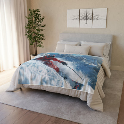 Downhill Skier #4 - Soft Polyester Blanket
