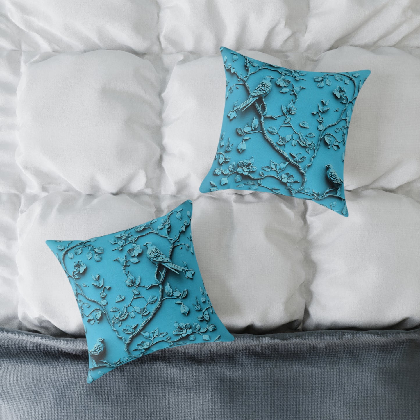 **Blue Vine Chinoiseries - Square Poly Canvas Pillow UK