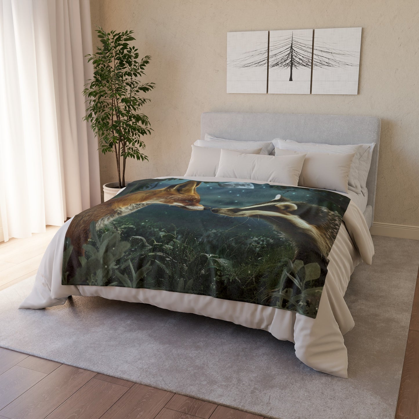 *Fox and Badger Blanket - Soft Polyester Blanket