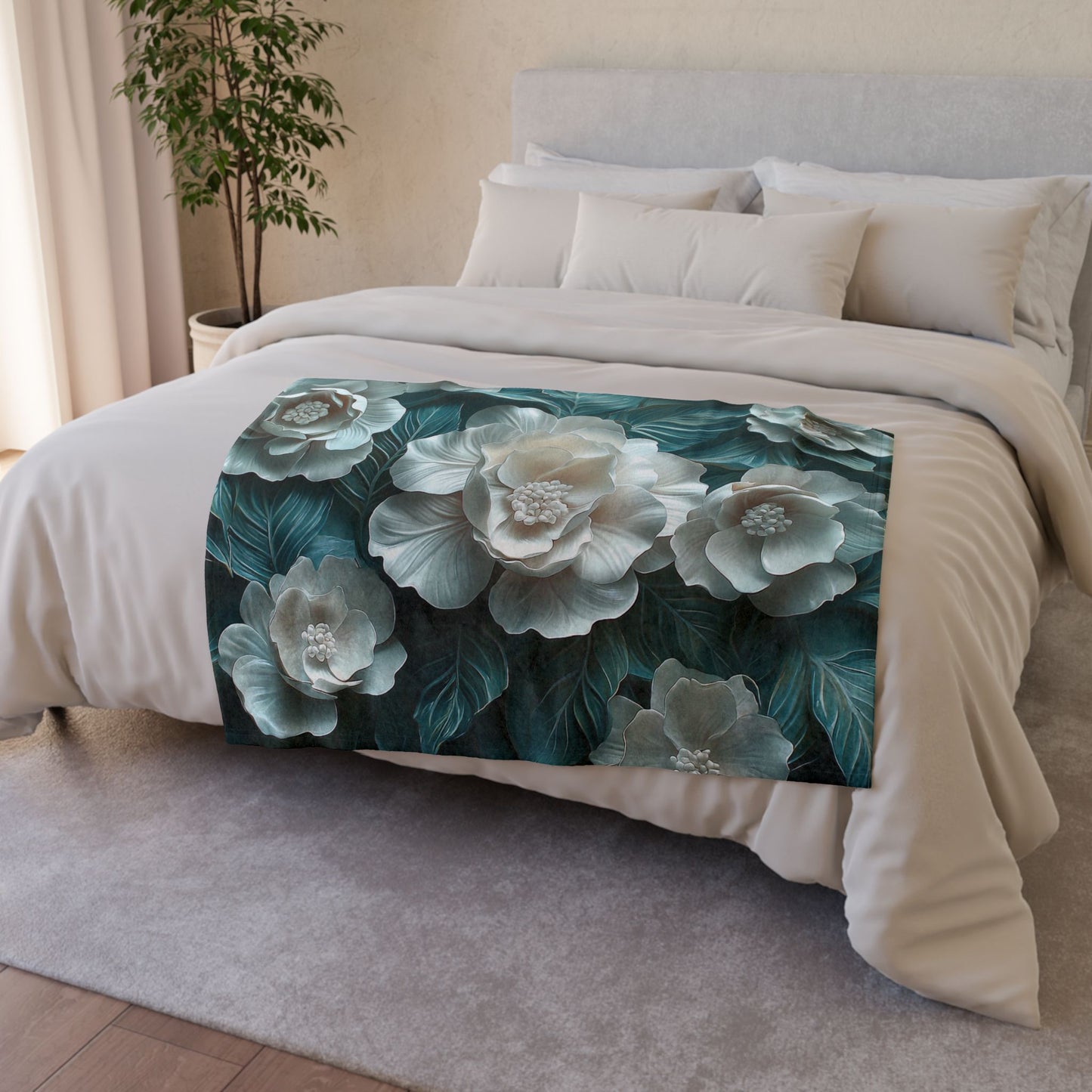 Elegant Floral Soft Polyester Blanket - Cosy Decor for Home and Gifts UK