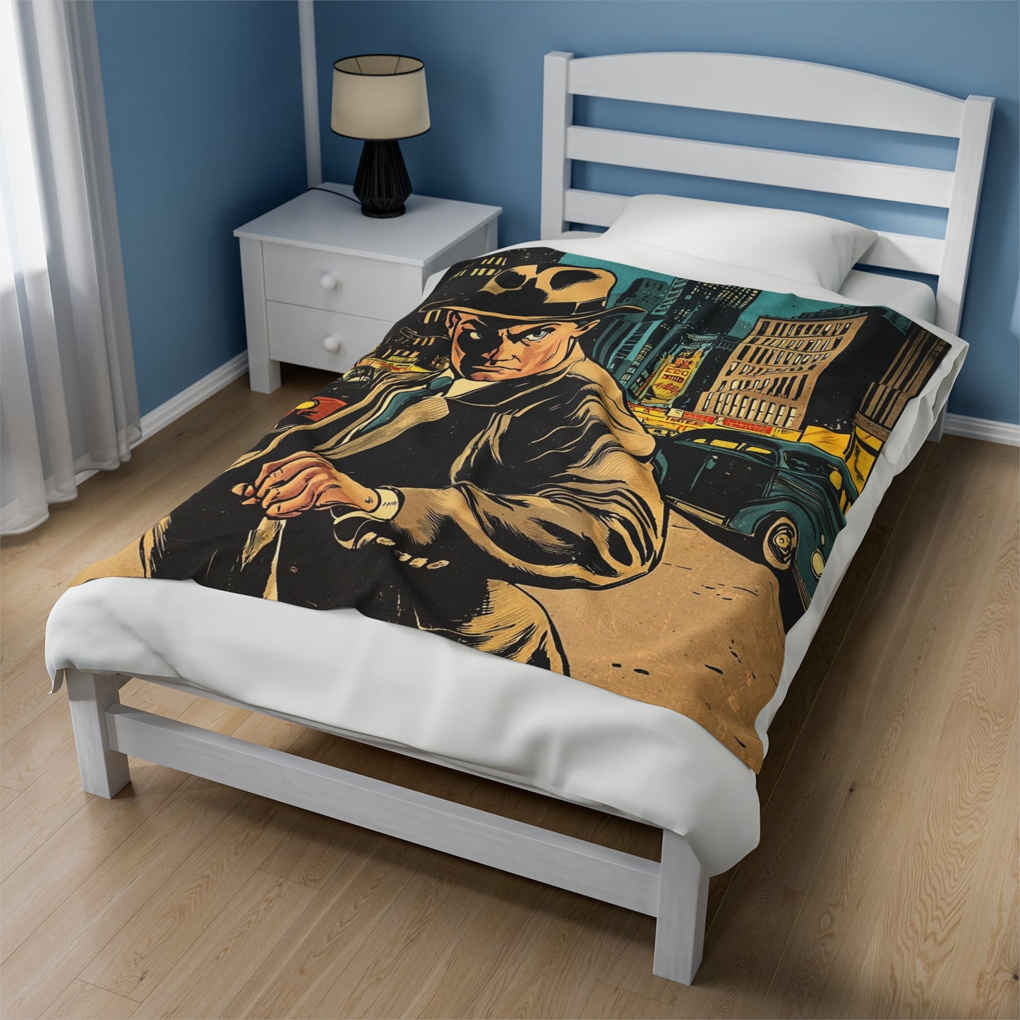 1950s Gangster Comic Cover 3 - Velveteen Plush Blanket USA