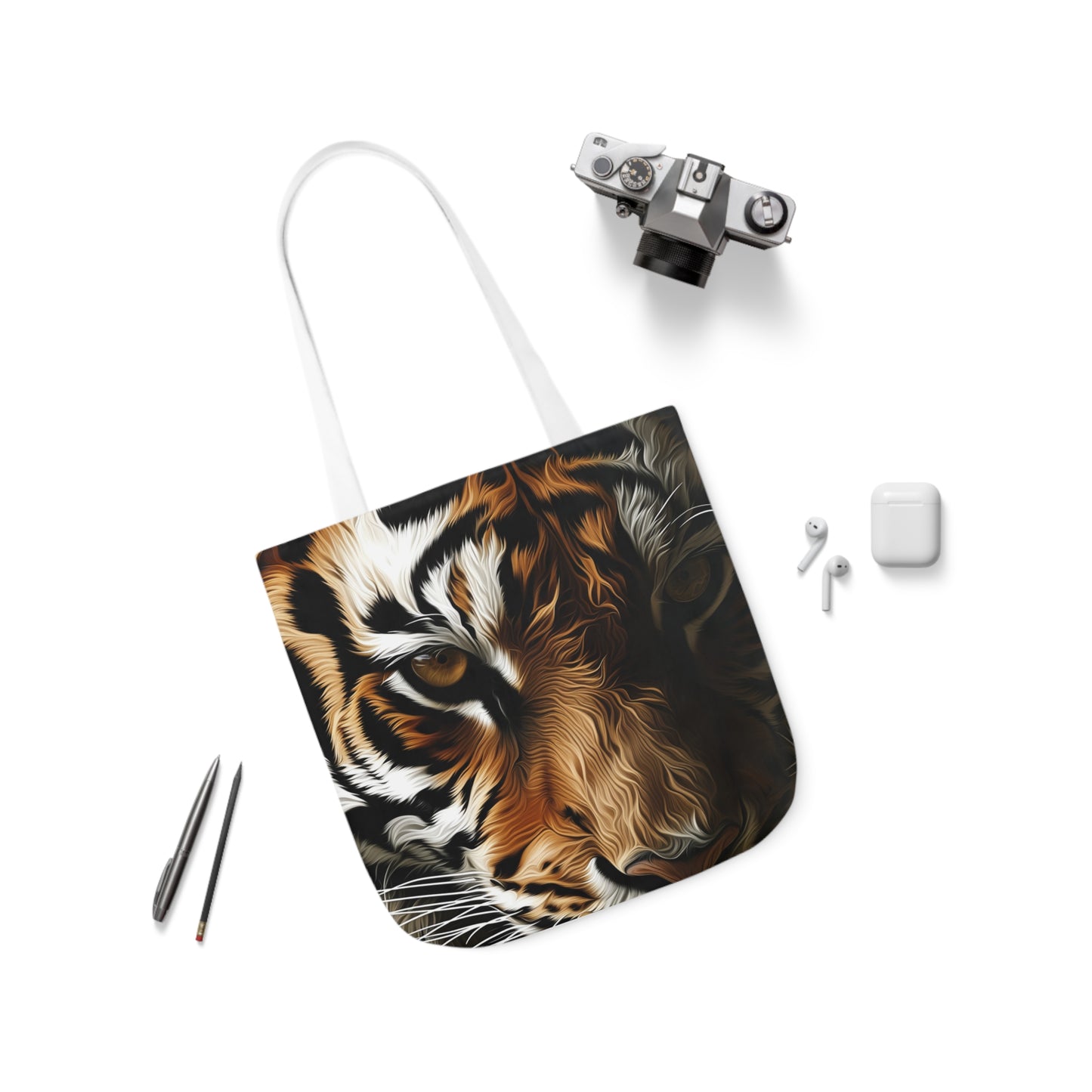 Tiger - Polyester Canvas Tote Bag (AOP)