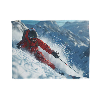 Downhill Skier #4 - Soft Polyester Blanket