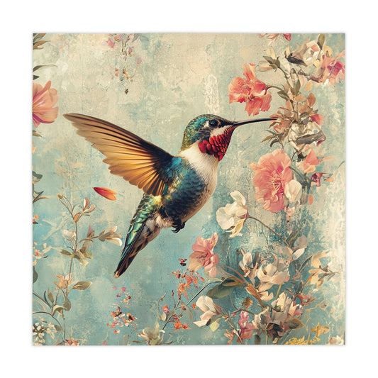 Vintage Floral Hummingbird Tablecloth - Elegant Dining Decor for Nature Lovers UK