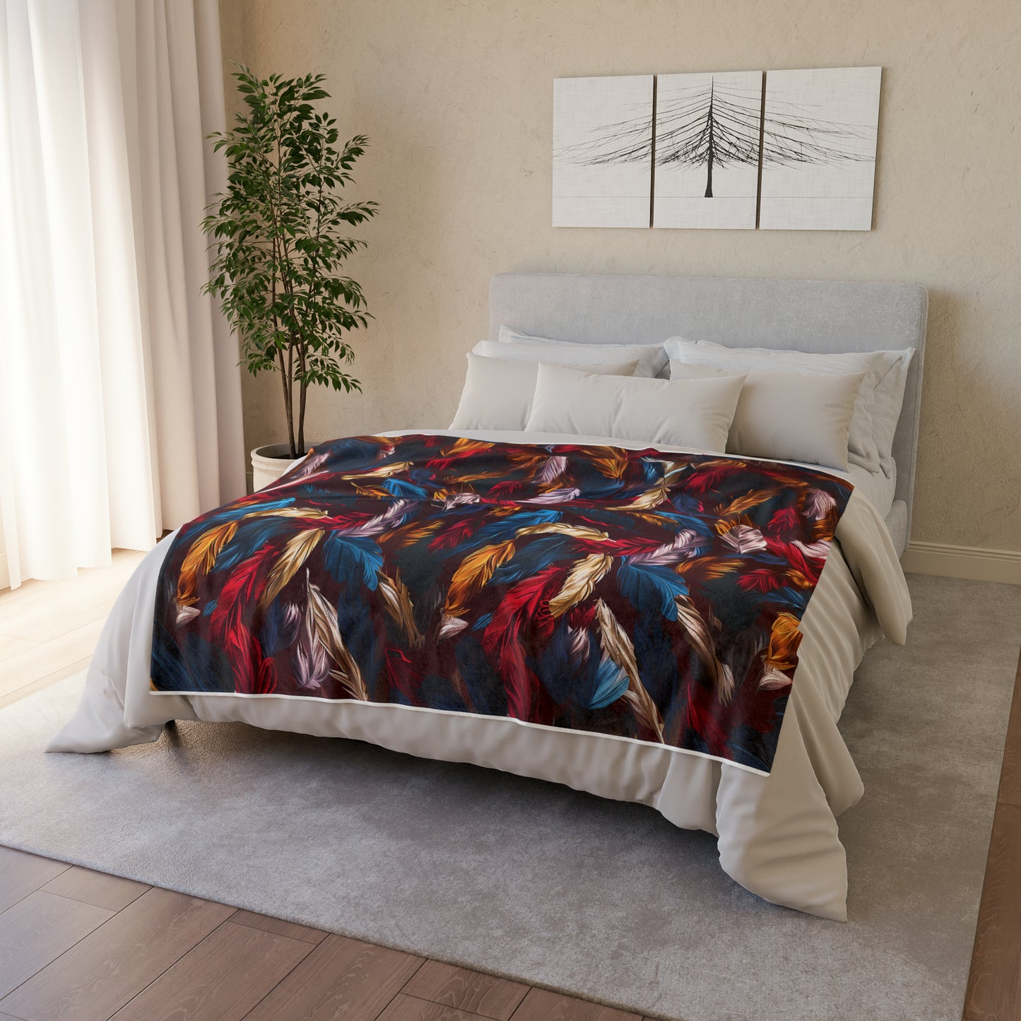 Chinoiseries Feathers - Soft Polyester Blanket