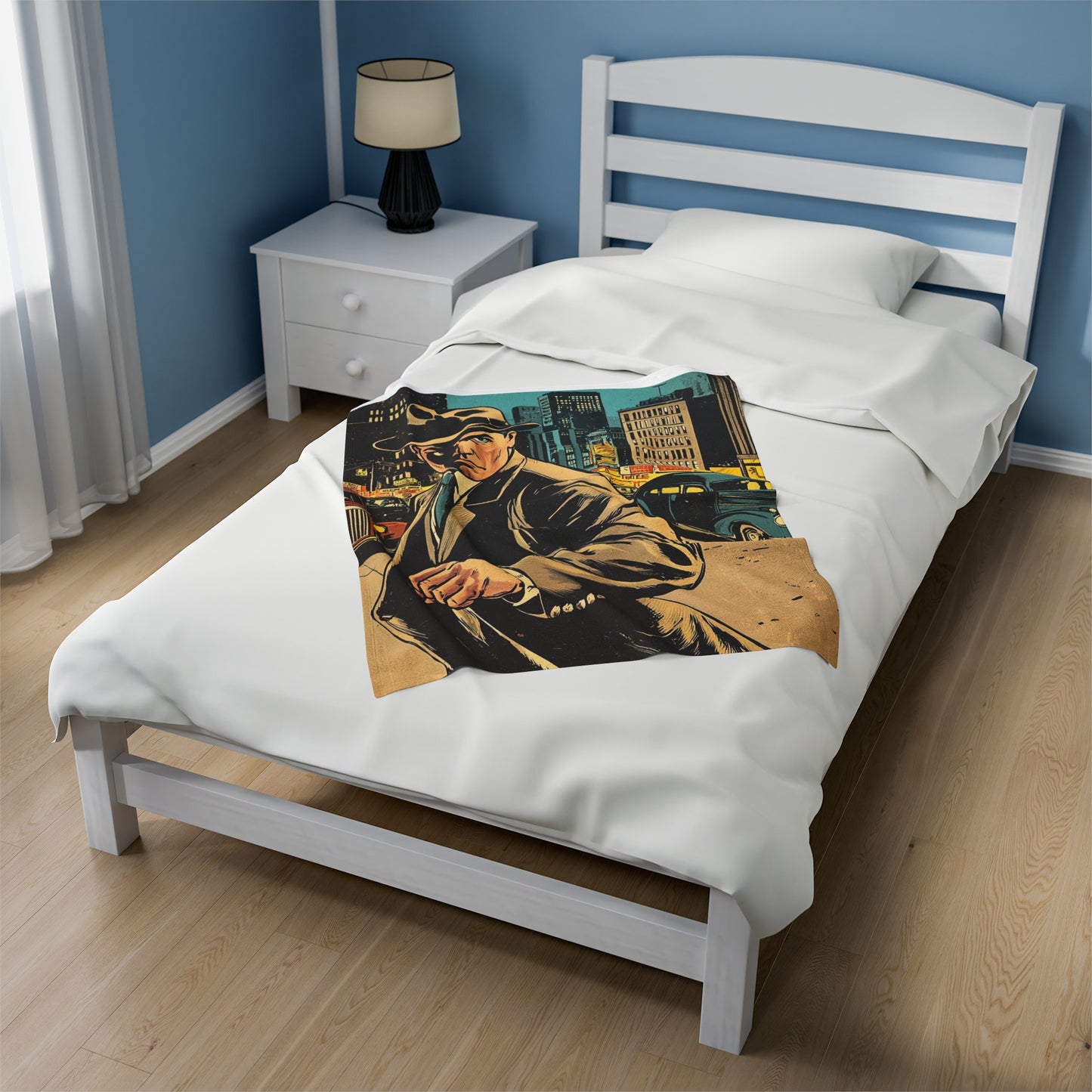 1950s Gangster Comic Cover 3 - Velveteen Plush Blanket USA