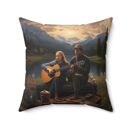 Folk Music #4  - Spun Polyester Pillow - USA