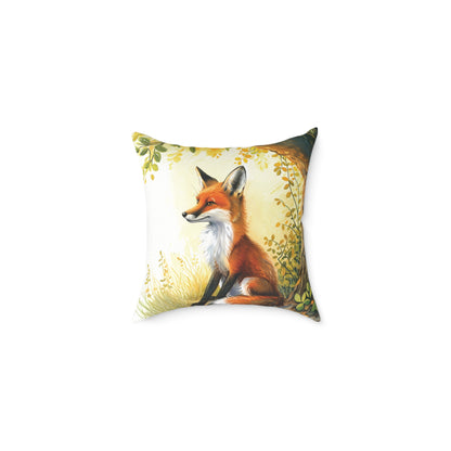Cute Foxes - Square Poly Canvas Pillow - UK