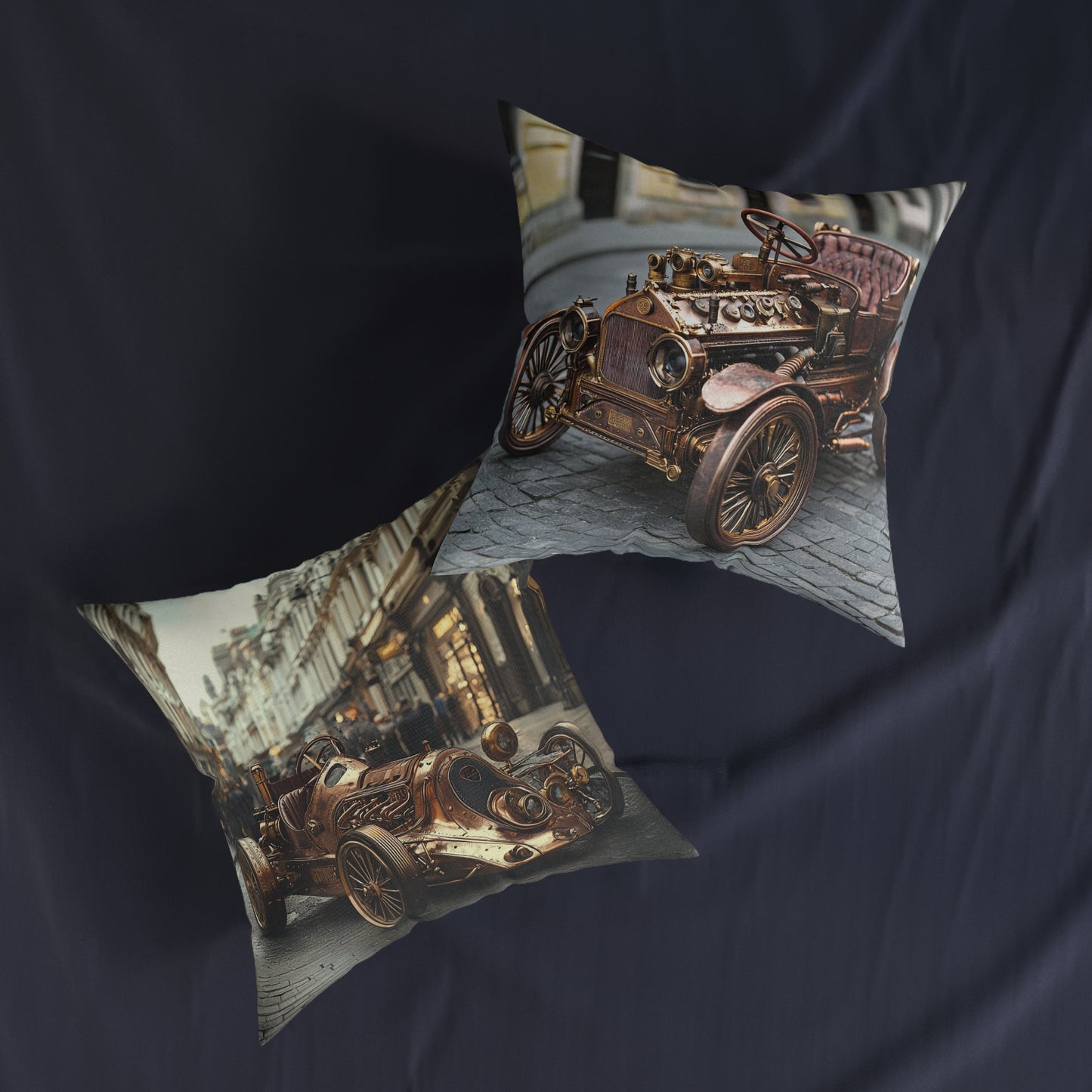 Industrial-Style Car 3 - Square Cushion - Steampunk Home Decor UK