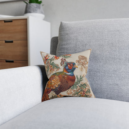 Medieval Needle-Point Pheasant - Square Pillow - UK