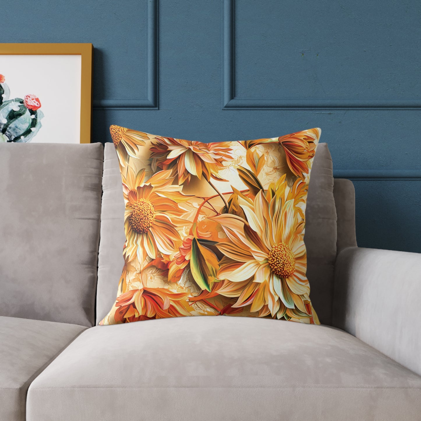 **Flowers Chinoiseries - Square Poly Canvas Pillow UK