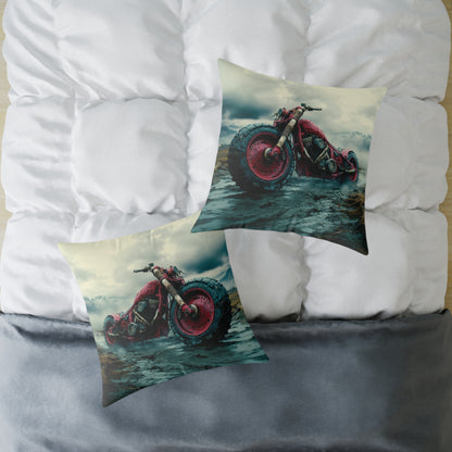 Apocalyptic Motorcycle - Square Poly Canvas Pillow UK