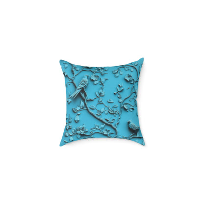 **Blue Vine Chinoiseries - Square Poly Canvas Pillow UK