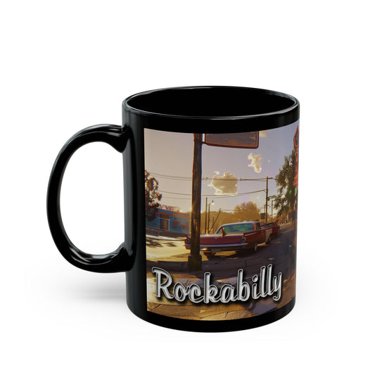 Rockabilly  - Black Mug (11oz)  UK