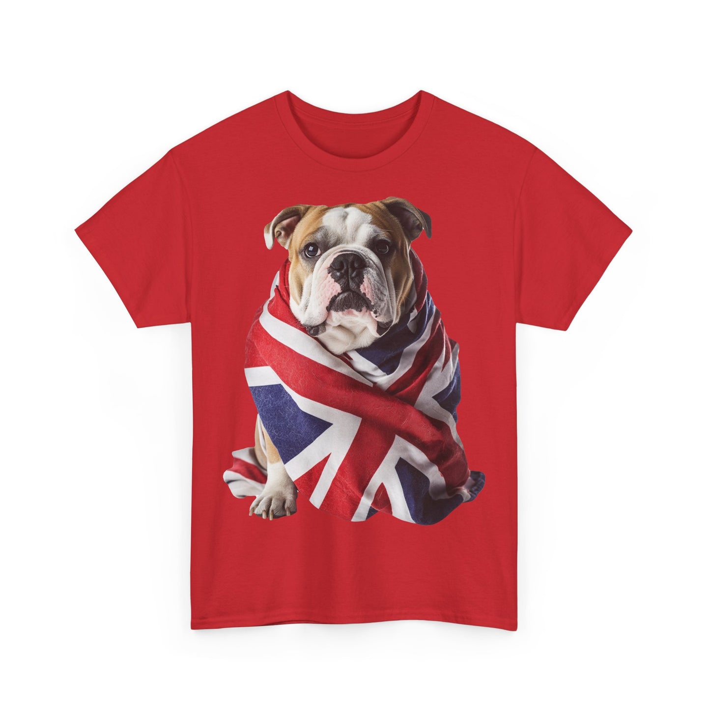 British Bulldog In Union Jack - Unisex Heavy Cotton Tee - Cute Dog Lover Gift UK