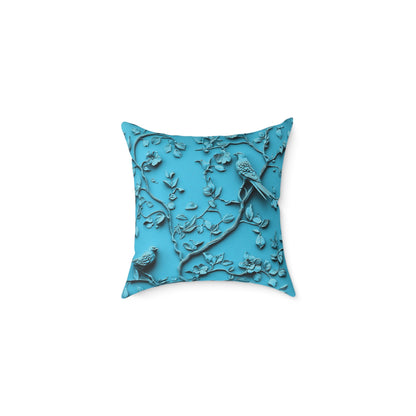 **Blue Vine Chinoiseries - Square Poly Canvas Pillow UK
