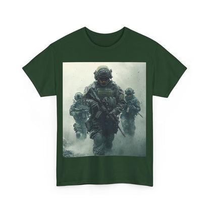 Heavy Cotton Tee - Military Action Print Tee UK