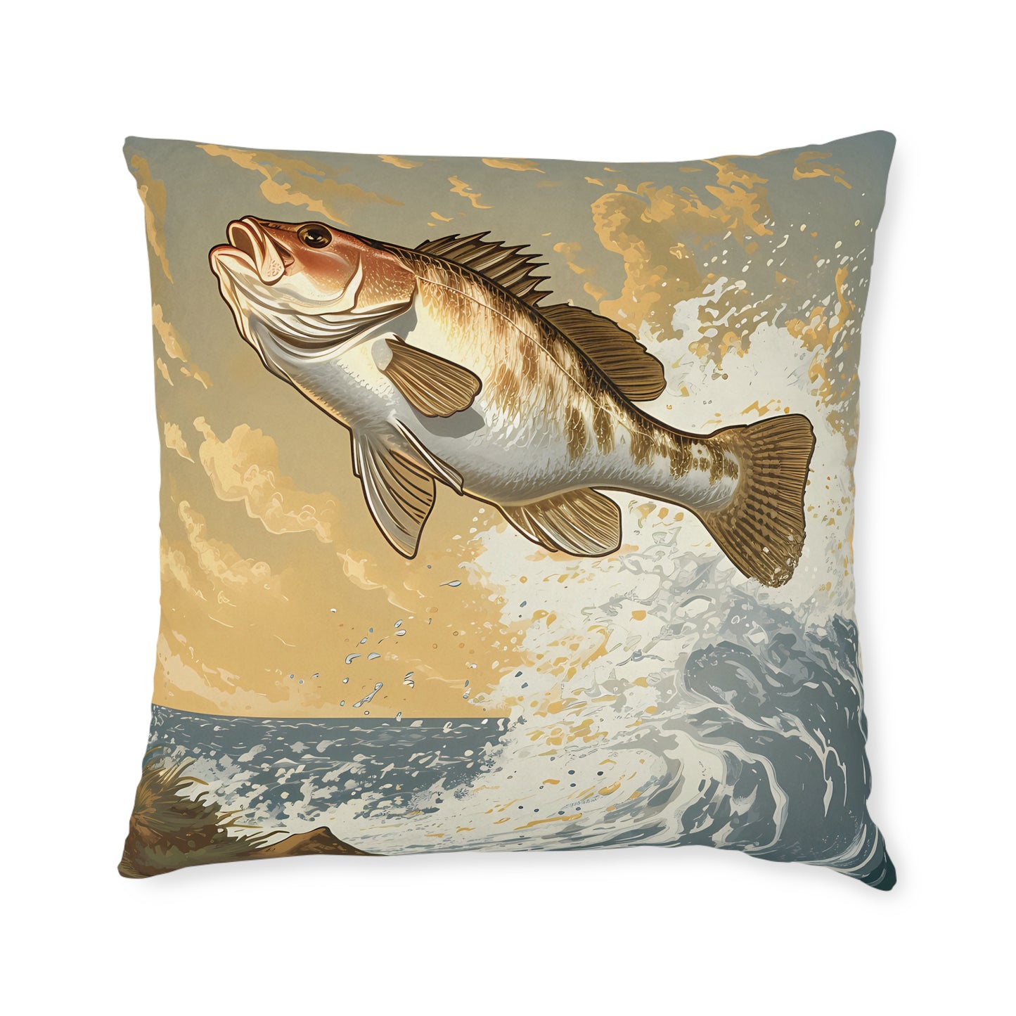 Fish Jumping - Square Pillow - UK