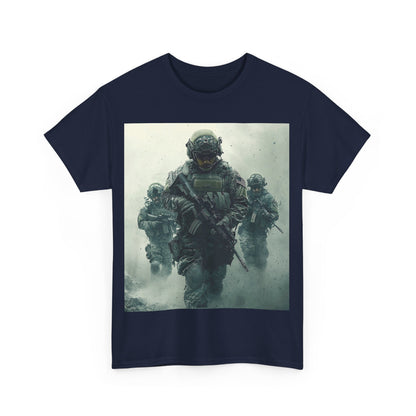 Heavy Cotton Tee - Military Action Print Tee UK