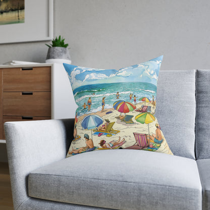 At The Beach - Square Pillow - UK