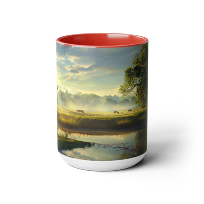 Countryside Scene - Two-Tone Coffee Mugs, 15oz USA