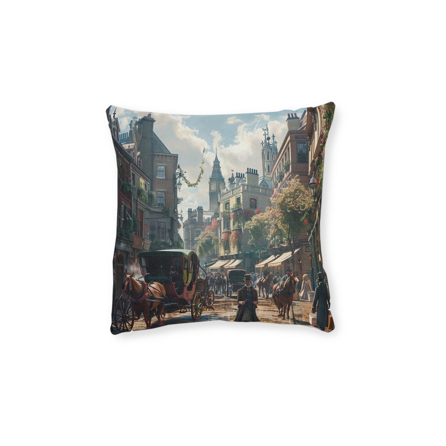 London Then and Now 2 - Square Pillow - UK