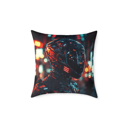 Cyber Biker 1 - Square Poly Canvas Pillow UK