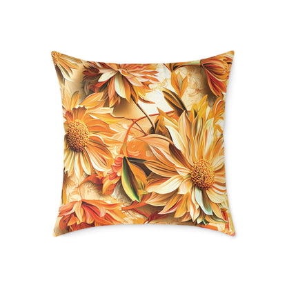 **Flowers Chinoiseries - Square Poly Canvas Pillow UK