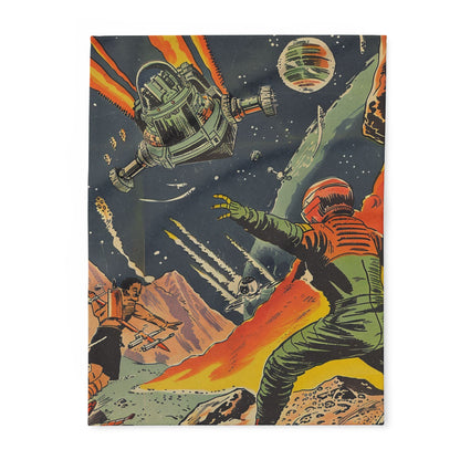 Retro Space Adventure Fleece Blanket - Cosy Gift for Sci-Fi Lovers UK