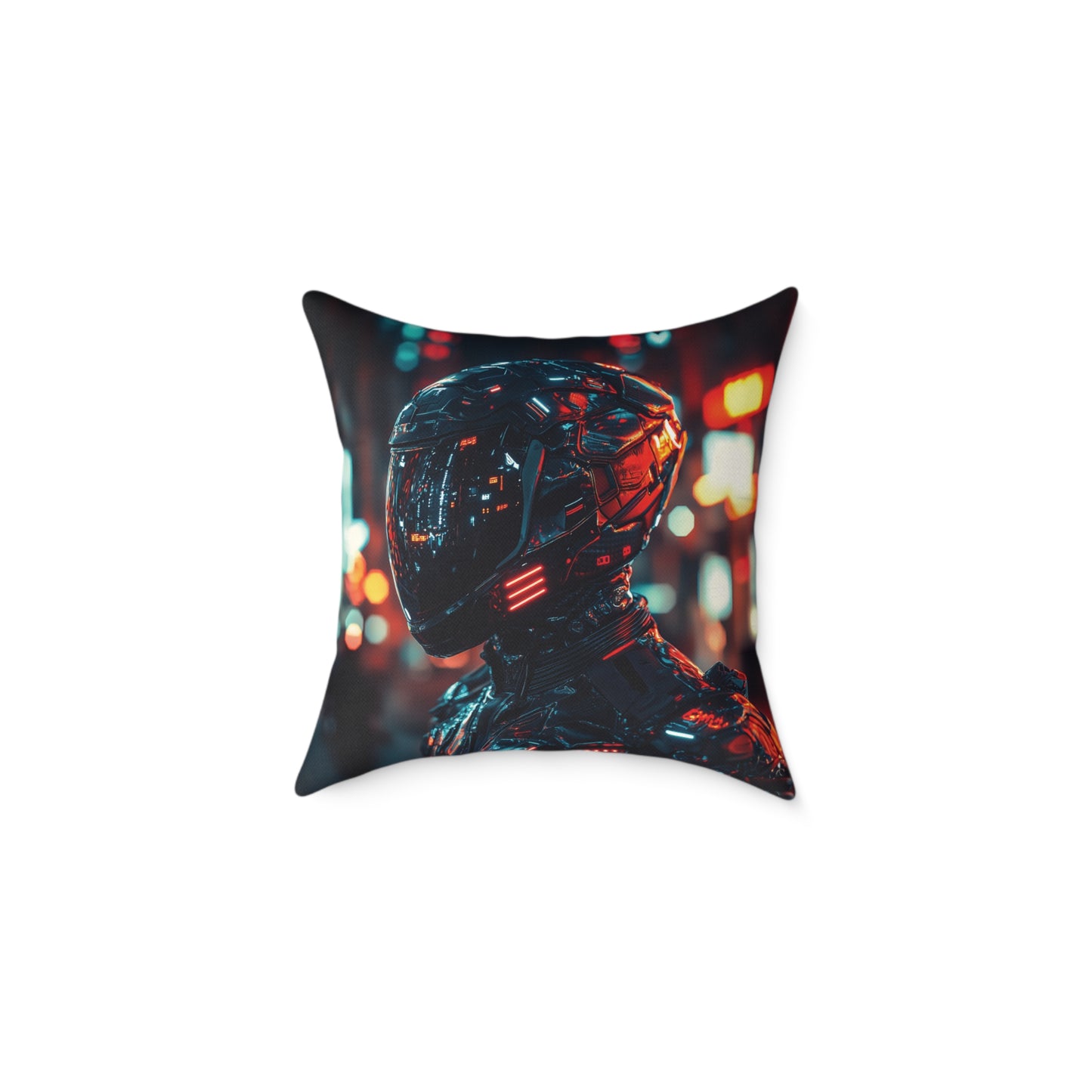 Cyber Biker 1 - Square Poly Canvas Pillow UK