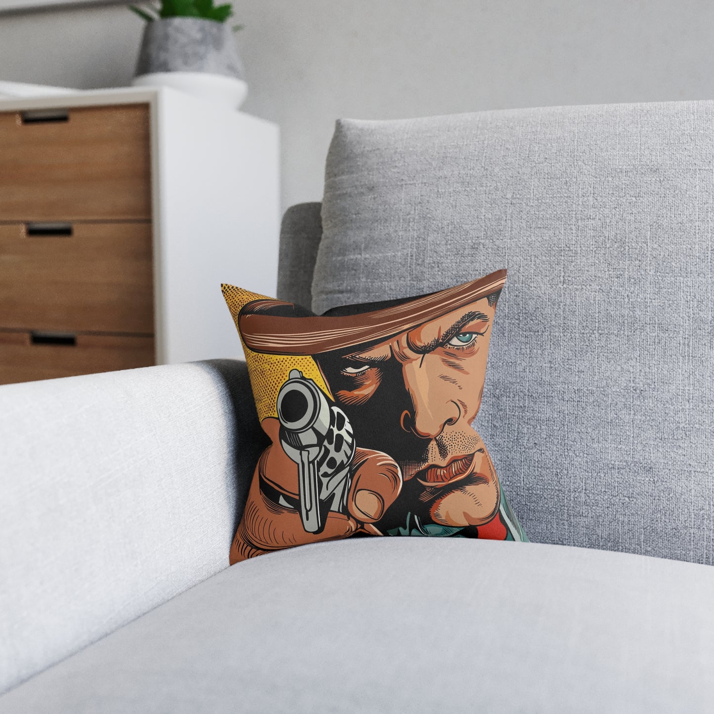 1940s Gangster Comic - Square Cushion - Gangster Home Decor UK