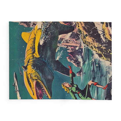 Retro Space Adventure Fleece Blanket 2 - Cosy Gift for Sci-Fi Lovers UK