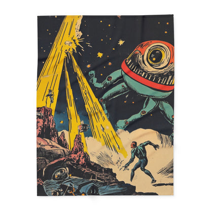 Retro Space Adventure Fleece Blanket 4 - Cosy Gift for Sci-Fi Lovers UK