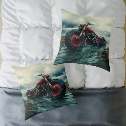 Apocalyptic Motorcycle - Square Poly Canvas Pillow UK