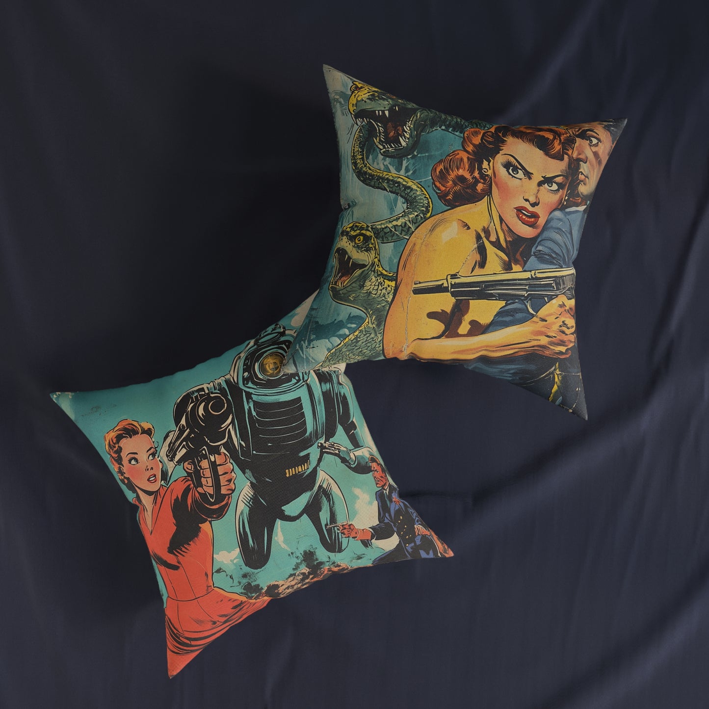 1950's Space Comic 2 - Square Cushion - Space Home Decor UK