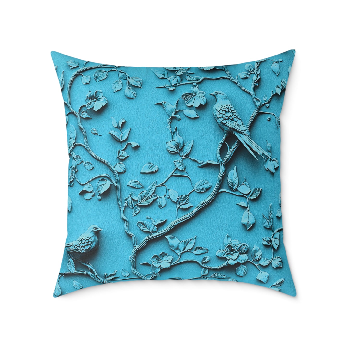 **Blue Vine Chinoiseries - Square Poly Canvas Pillow UK