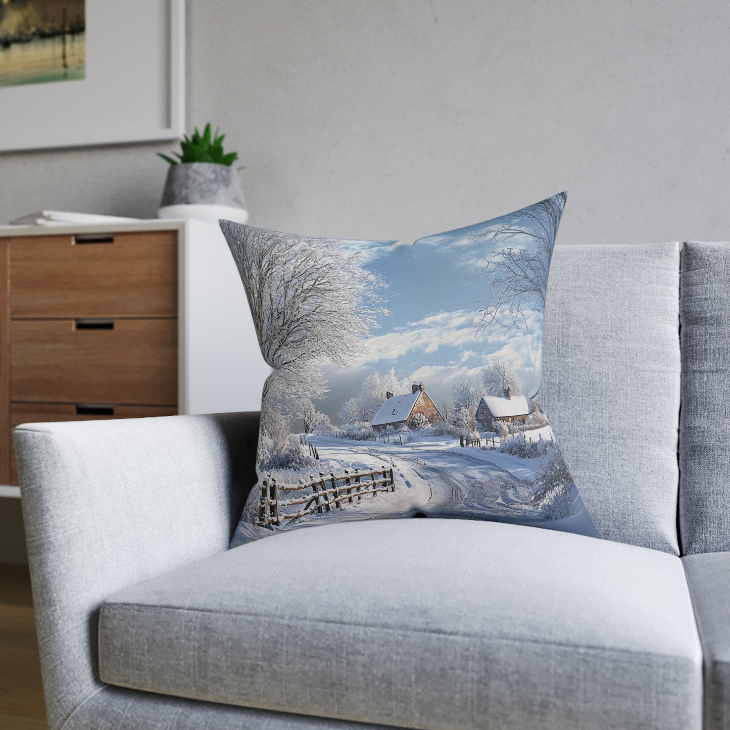 Winter in The Countryside - Square Cushion  - UK