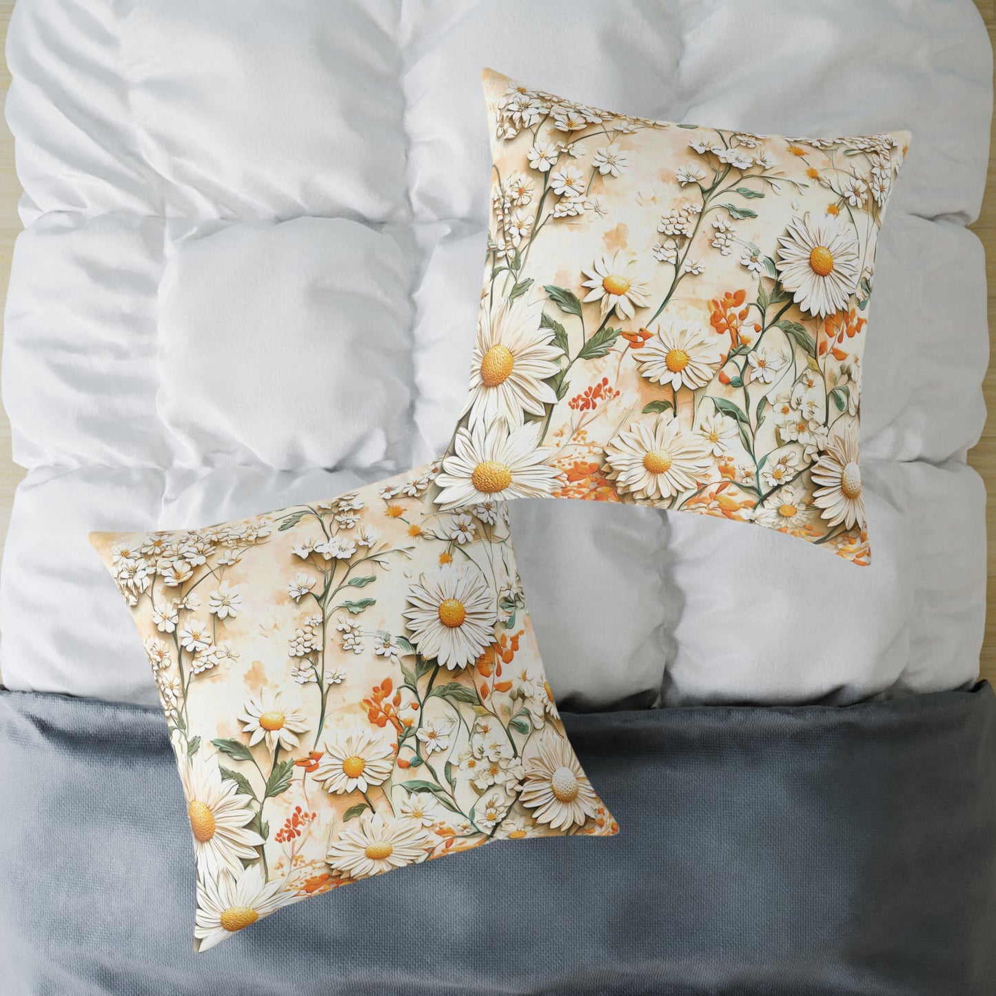 **Flowers Chinoiseries 3 - Square Poly Canvas Pillow UK