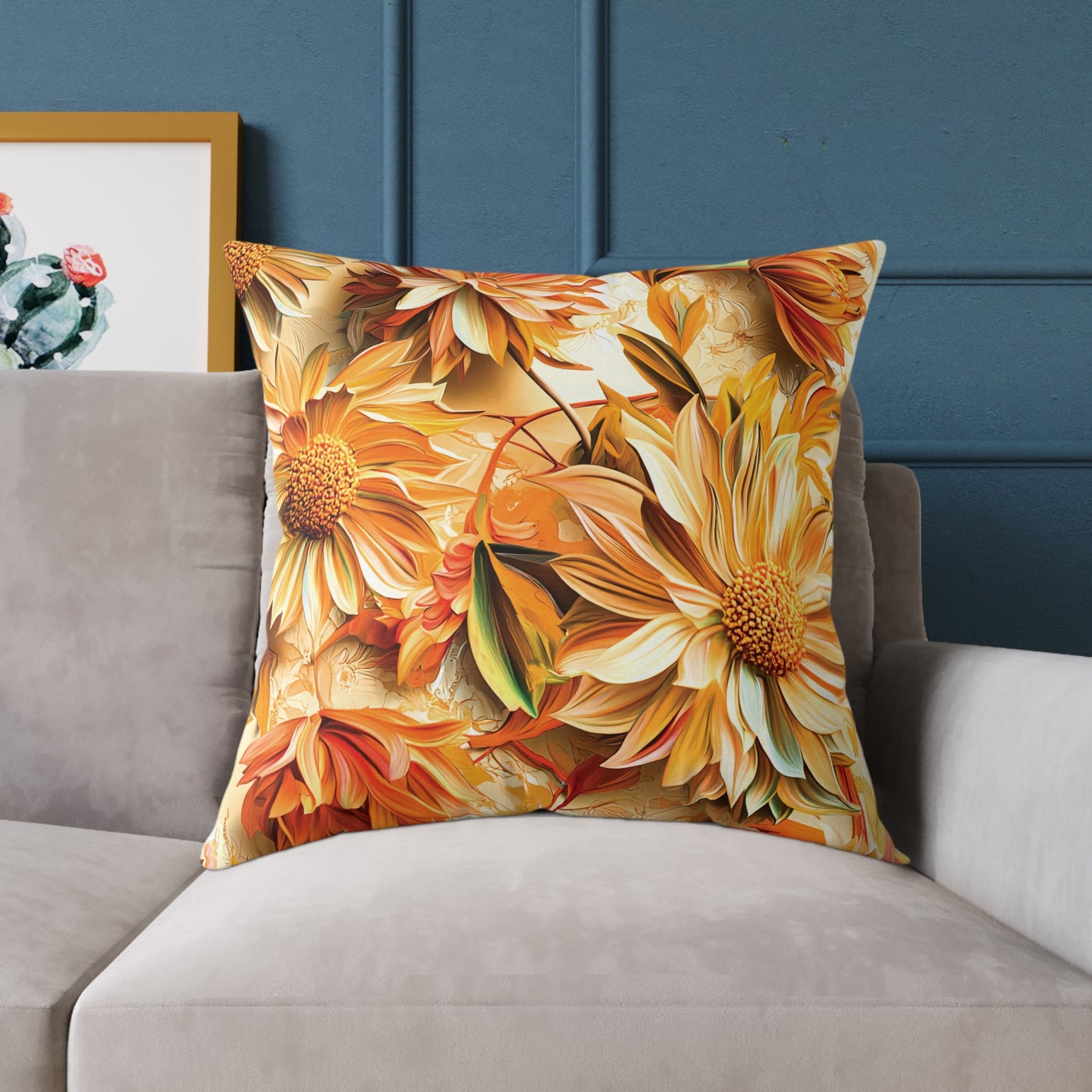 **Flowers Chinoiseries - Square Poly Canvas Pillow UK