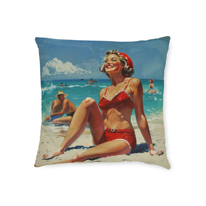 A Day At The Beach Retro - Square Pillow - UK