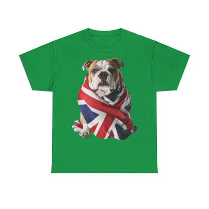 British Bulldog In Union Jack - Unisex Heavy Cotton Tee - Cute Dog Lover Gift UK