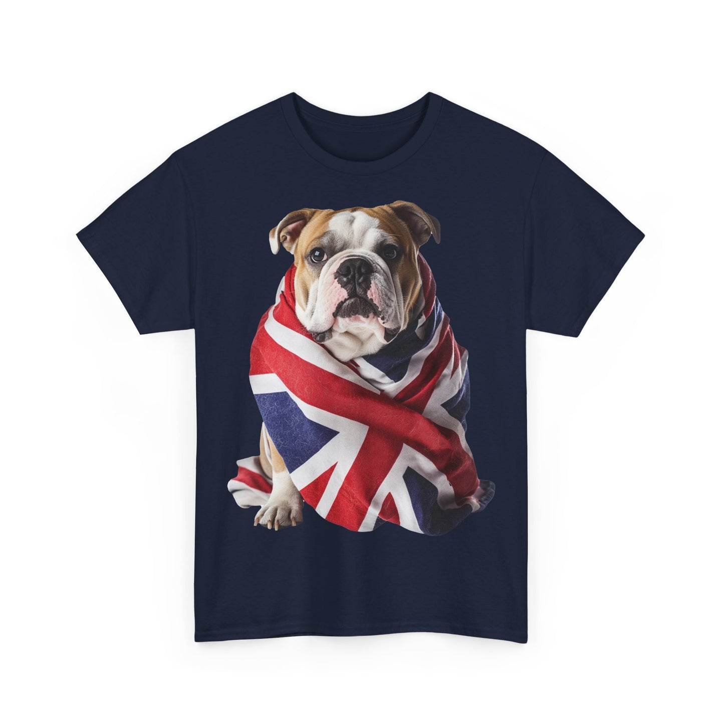 British Bulldog In Union Jack - Unisex Heavy Cotton Tee - Cute Dog Lover Gift UK