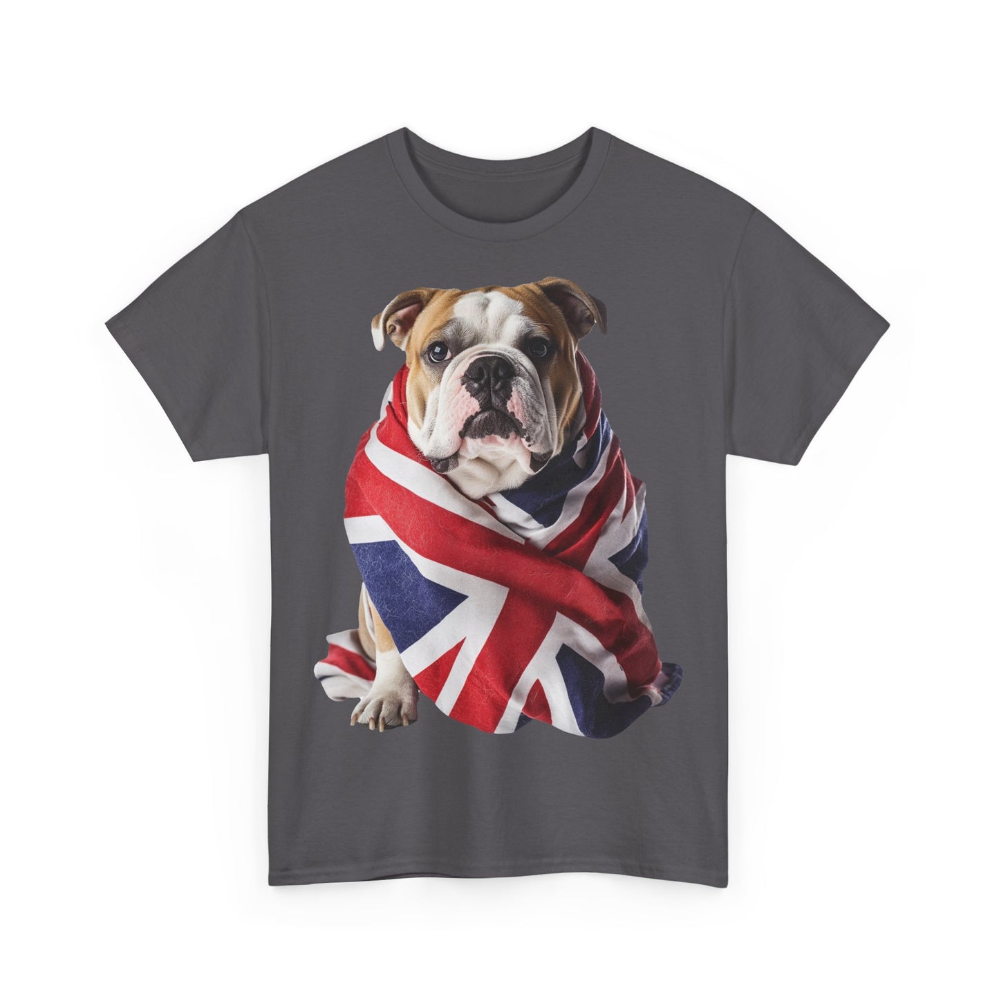 British Bulldog In Union Jack - Unisex Heavy Cotton Tee - Cute Dog Lover Gift UK