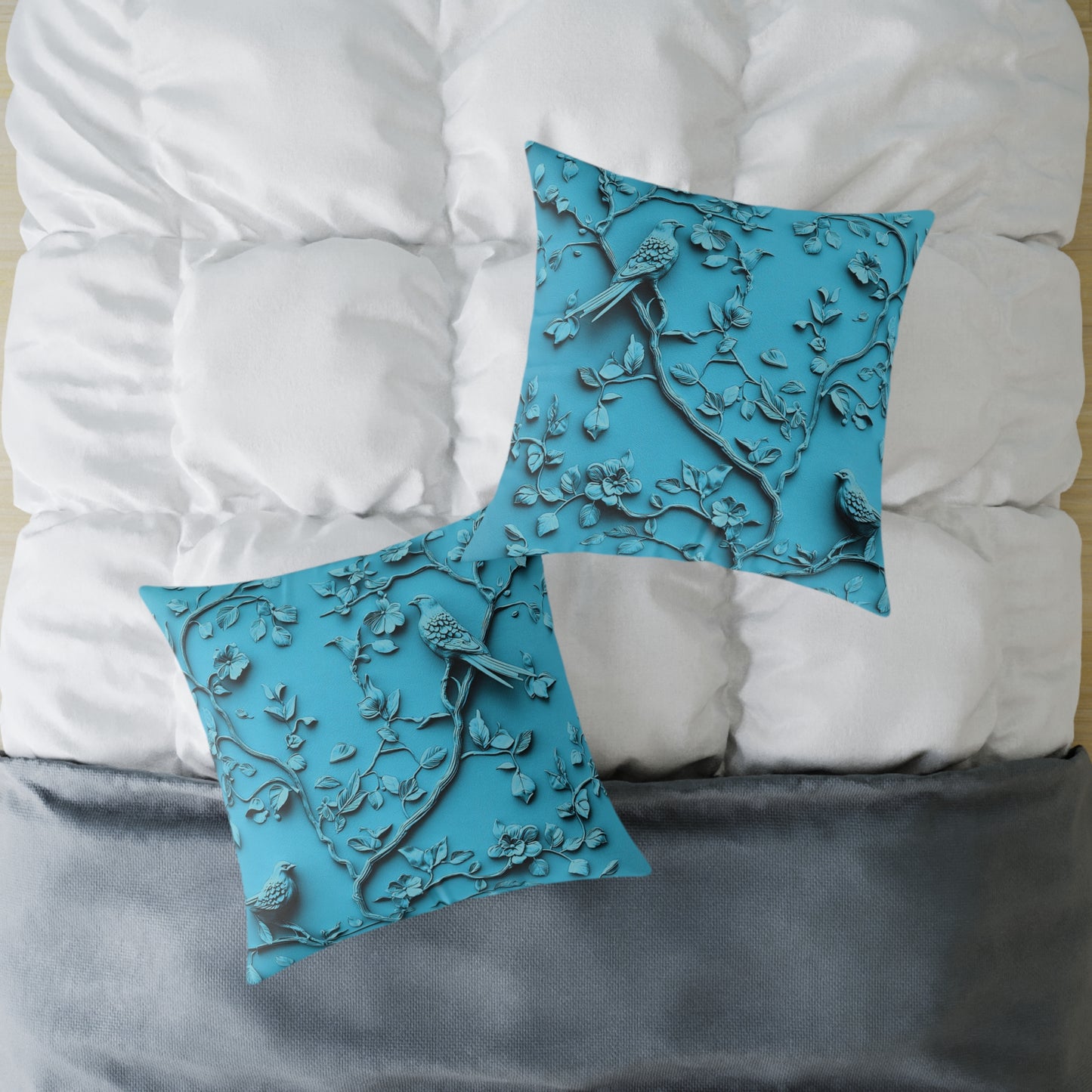 **Blue Vine Chinoiseries - Square Poly Canvas Pillow UK