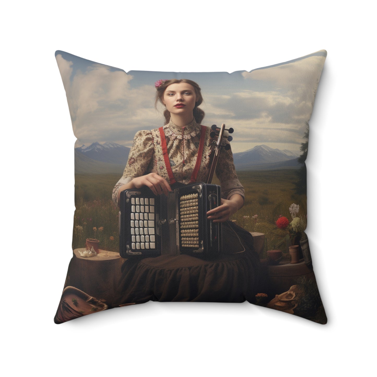 Folk Music #1  - Spun Polyester Pillow USA
