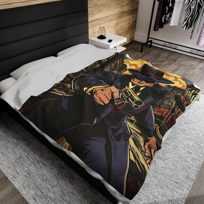 1950s Gangster Comic Cover 2 - Velveteen Plush Blanket USA