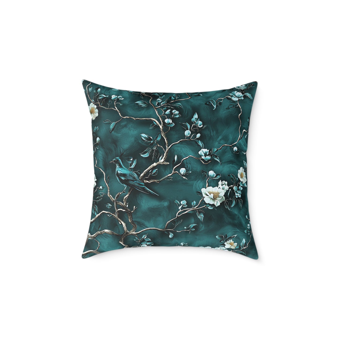 Blue Vine Chinoiseries 2 - Square Poly Canvas Pillow UK