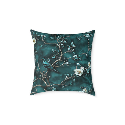 Blue Vine Chinoiseries 2 - Square Poly Canvas Pillow UK