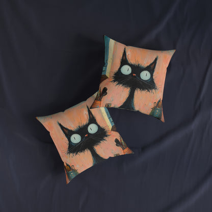 Scruffy Cat 1 -Square Cushion - UK