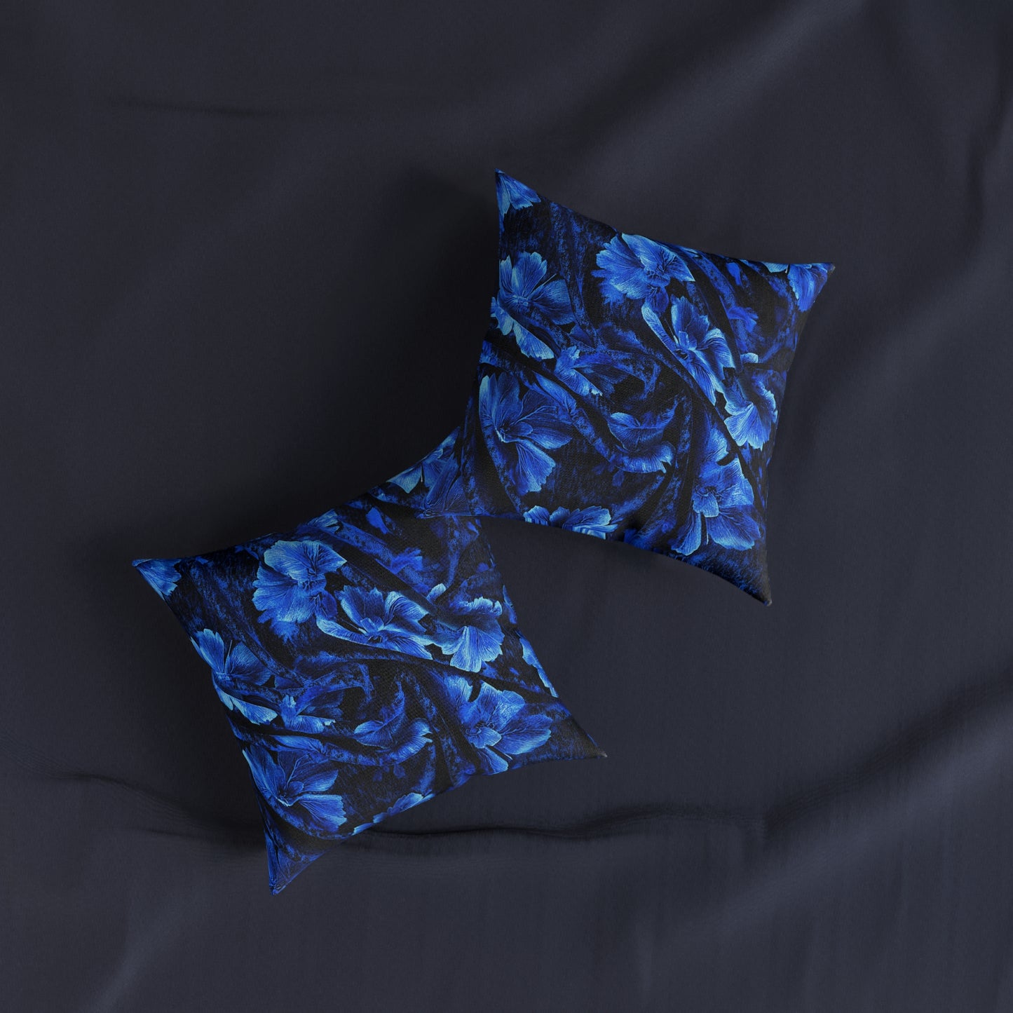 Elegant Blue Floral Square Pillow - UK